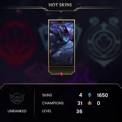EUW -(S16) UNRANKED - 31 Champ - 4 Good Skins - HONOR 3 - S11 ACC - HANDMADE - FULL ACCES - LIFETIME WARRANTY - CHEAP
