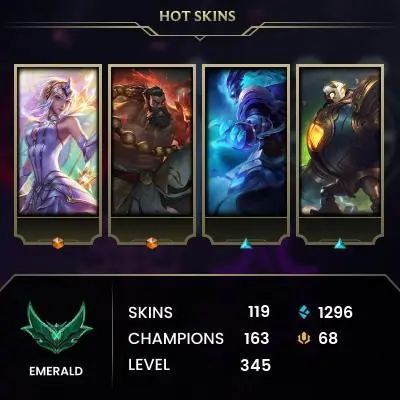 EUW -(S16) EMERALD 3 - LAST SEASON DIA 3 - 163 Champ - 119 Good Skins(2Ultimate, 9 Legendary, 56 Epic) - FULL ACCES - LIFETIME WARRANTY - CHEAP