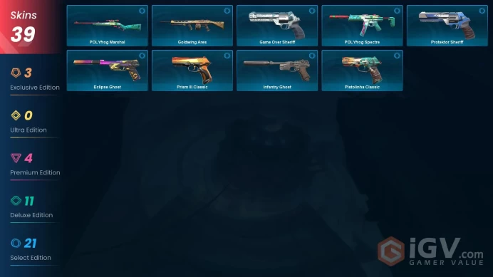 EU [ 39 TOP SKINS + 3 KNIFE ] MK.VII Liberty Combat Knife + Ion Phantom + Reaver Vandal + Prism III Axe / full acces
