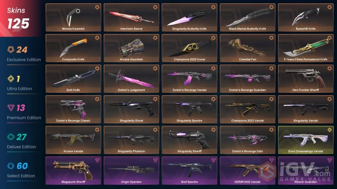 VALORANT EU WEST SERVER 125 SKİNS 1200 VP (+12 KNİFE, DOLMIR'S REVENGE +ARCANE+ CHAMPİONS 2023 PACKED)AUTO DELIVERY FULL ACCESS-LIFETIME WARRANT