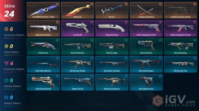 EU [ 24 TOP SKINS + 4 KNIFE ] Ignite Fan + Onimaru Kunitsuna + Spectrum Phantom + Prelude to Chaos Vandal / full acces