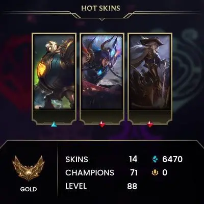 EUW ⸱ S16 ⸱ GOLD IV 67LP ⸱ 30LP GAIN ⸱ HONOR 4 ⸱ 15 SKIN ⸱ SKT T1 SYNDRA ⸱ DAWNBRINGER YONE ⸱ WARRING KINGDOMS VI ⸱ FIRECRACKER JINX ⸱ 2025