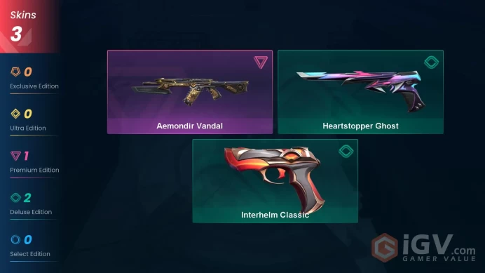 EU 3 skins | Aemondir Vandal | Interhelm Classic | Heartstopper Ghost | V0175