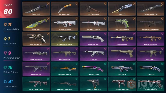 EU 80 skins 6 knifes | ORA by OneTap Vandal | Neo Frontier Axe | Striker Knife | Composite Knife | Spectrum Bulldog | V0179