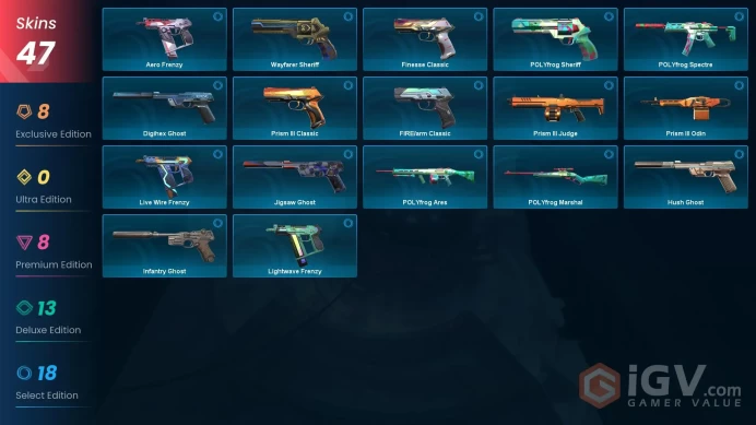 EU 47 skins 5 knifes | Prime//2.0 Karambit | Reaver Karambit | Prism III Axe | RGX 11z Pro Firefly | Celestial Fan | Glitchpop Phantom | V0188