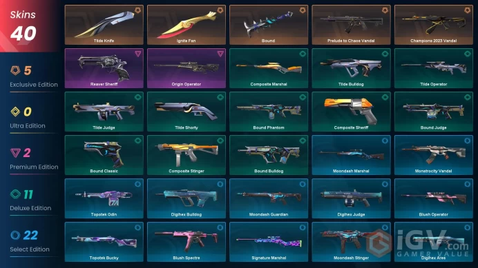 Ap | 40 Skins | Silver 2 | Level 58 | Ignite Fan | Champions 2023 Vandal | 3 Battle passes Purchase | Full Access | Full Details Below!