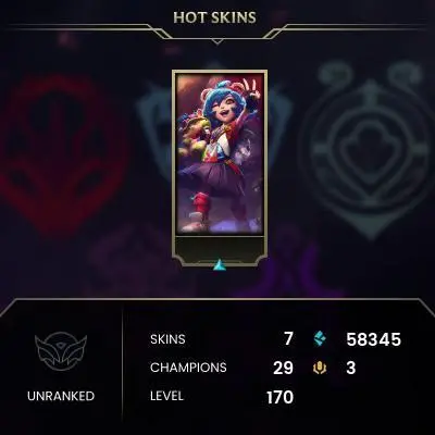 [Code 9284] Level 170 + 8 Skins / LAN / Very Cheap