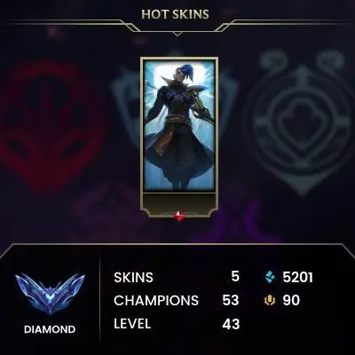 EUW -(S16) DIAMOND 4(71LP) %60WR - HIGH LP GAIN - 53 Champ - 5 Good Skins - 5.2K BE - HONOR 4 - FULL ACCES - LIFETIME WARRANTY - CHEAP 