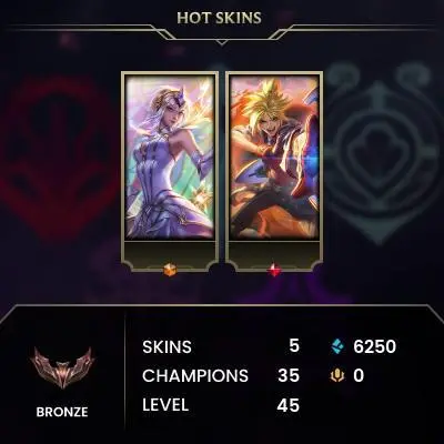 [EUW] Hand Made Smurf Account ◈ Bronze Rank ◈ 1-5 Premium Skins ◈ Full Access & Info Change ◈ 24/7 Live Service
