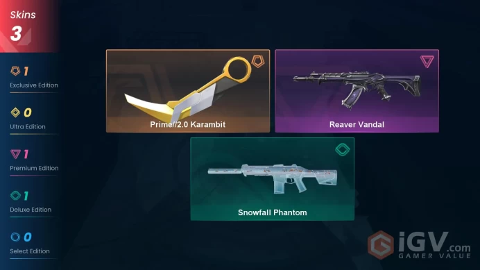 EU | 3 Skins | Gold | Level 35 | VP Value 6600 | Prime//2.0 Karambit | Reaver Vandal | 29 Buddies |