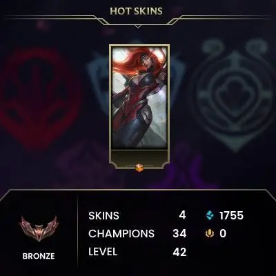 [EUW] Hand Made Smurf Account ◈ Bronze Rank ◈ 1-5 Premium Skins ◈ Full Access & Info Change ◈ 24/7 Live Service