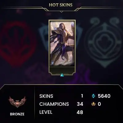 [EUW] Hand Made Smurf Account ◈ Bronze Rank ◈ 1-5 Premium Skins ◈ Full Access & Info Change ◈ 24/7 Live Service