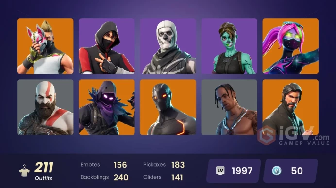 [PC] 167 skins | OG STW | IKONIK | Travis Scott | Elite Agent | Blue Team Leader | Take The L | Master Chief | Gold Kratos | Gold M