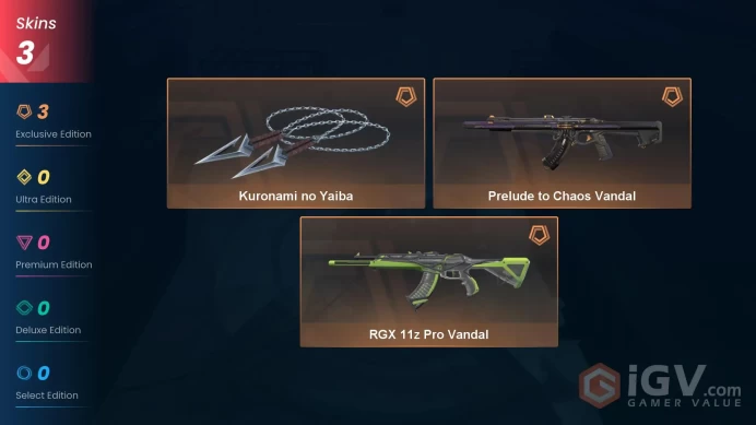 EU | 3 Skins | Diamond 2 | Level 40 | Buddies 33 | Kuronami no Yaiba | Prelude to Chaos Vandal |