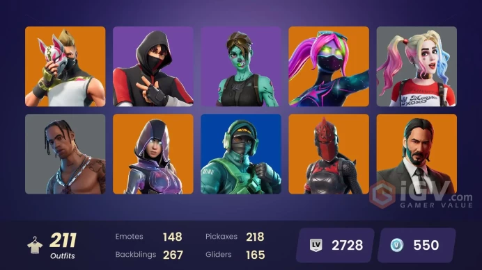[PC] 192 skins | OG STW | IKONIK | Glow | Travis Scott | Fishstick (World Cup) | Gold Midas | Gold Brutus | Reflex | Drift | Polarity | Galaxia 