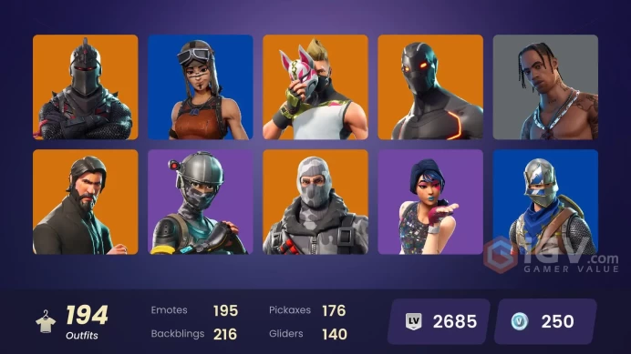 [PC/XBOX] 193 skins | Black Knight | Travis Scott | Sparkle Specialist | The Reaper | Blue Squire | Royale Knight | Elite Agent | 250 VB