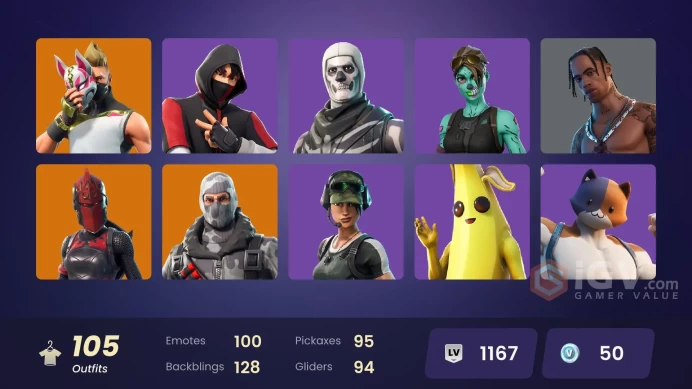[PC/PSN/XBOX] 105 skins | OG STW | IKONIK | Travis Scott | Astro Jack | Havoc | Trailblazer | Sub Commander | Sentinel | Catalyst | 50 VB