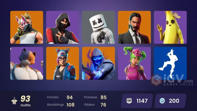 [PC] 94 skins | IKONIK | Take The L | Rogue Agent | Clutch | John Wick | Grind | Rust Bucket | Reaper | Hot Marat | Scenario | Head Banger |