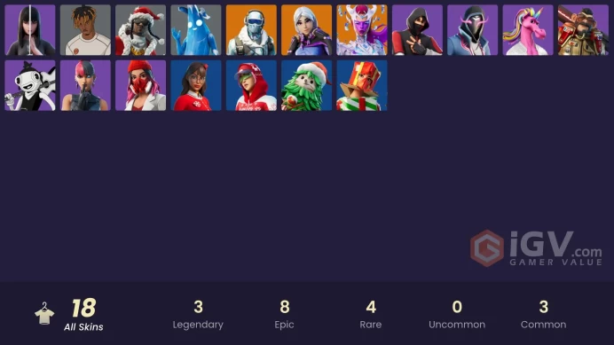 PSN/XBOX/PC - 18 skins | IKONIK | Torin | Frostbite | The Cube Queen | Polar Peely | Slayer Juice WRLD | Santa Dogg | Charlotte |J.B. Chimpanski