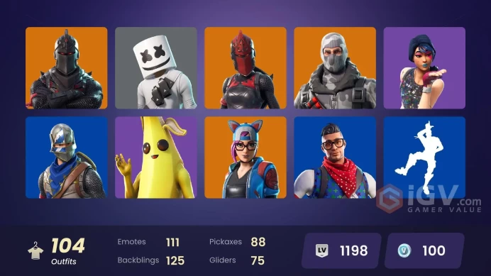 104 SKINS + BLACK KNIGHT + AC/DC + TAKE THE L + STW OLD + HAVOC + PRODIGY + MAKO + SPARKLE SPECIALIST + BUS BANNER + MARSHMELLO + KIM KARDASHIAN