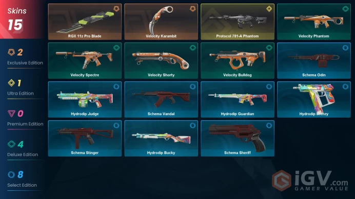 EU | 15 Skins | Ascendant | Level 79 | VP Value 7825 | RGX 11z Pro Blade | Velocity Karambit | Protocol 781-A Phantom | Full Access | Full Detai