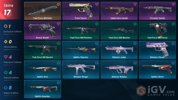 EU | 17 Skins | Diamond | Level 47 | VP Value 8100 | Valiant Hero Vandal | Forsaken Vandal | Reaver Sheriff | Full Access | Full Details Below!
