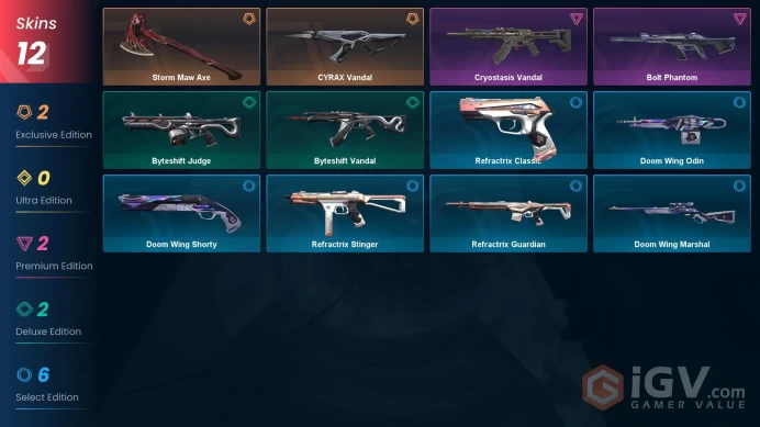 EU | 12 Skins | Platinum | Level 24 | RP 25 | VP Value 8475 | Storm Maw Axe | CYRAX Vandal | 32 Buddies | Full Access | Full Details Below!