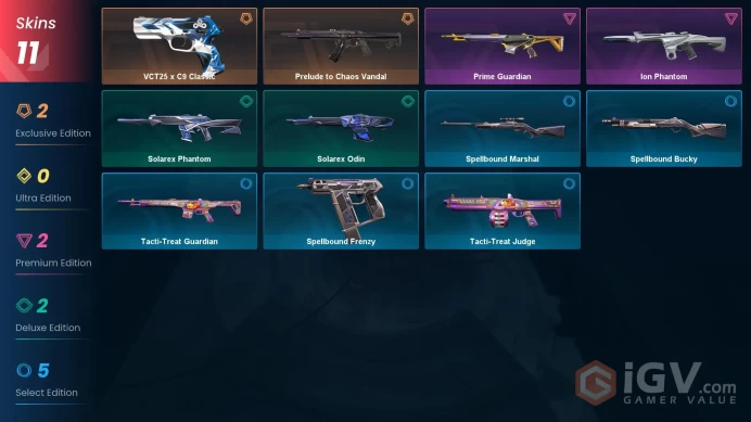 EU | 11 Skins | Platinum | Level 30 | VP Value 564 | VCT25 x C9 Classic | Prelude to Chaos Vandal | Full Access | 1 Battlepasses Purchase 
