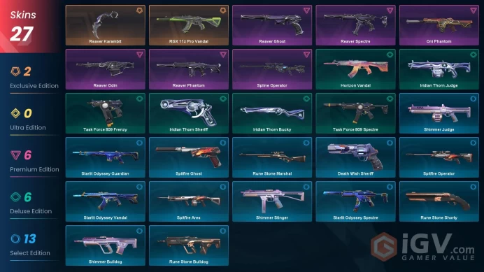 EU | 27 Skins | Level 52 | Buddies 61 | Spline Operator | Reaver Bundle | RGX 11z Pro Vandal | 2 Battlepasses Purchase | Full Access 