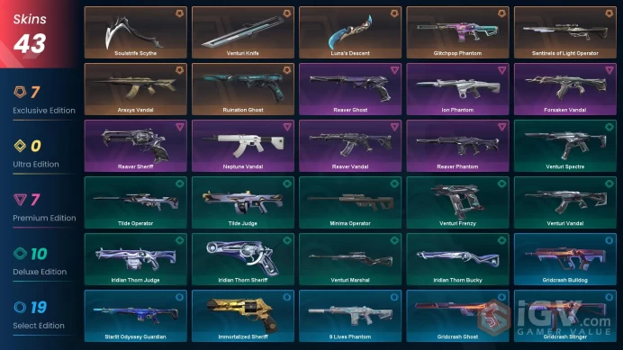 EU | 43 Skins | Buddies 75 | Level 70 | Luna's Descent | Soulstrife Scythe | Araxys Vandal | 3 Battlepasses Purchase | Full Access | Full Detail