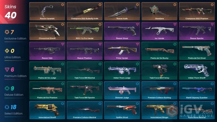EU | 40 Skins | Gold 3 | Level 49 | RGX 11z Pro Vandal | Reaver Bundle | Champions 2022 Bundle | RGX 11z Pro Vandal | Full Details Below!