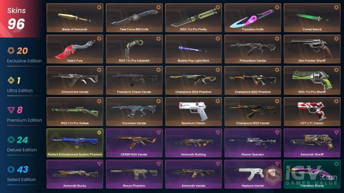 EU | 95 Skins | Battlepasses 6 | Champions 2022 Phantom | Champions 2023 Vandal | Champions 2024 Phantom | 