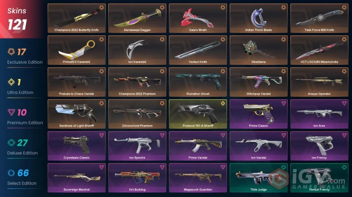 EU | 121 Skins | Level 214 | VCT LOCK//IN Misericórdia | Ion Bundle |Champions 2022 Bundle| Full Access | 7 Battlepasses Purchase