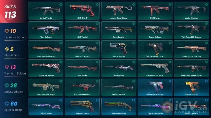 EU | 113 Skins | Level 131 | Radiant Entertainment System Phantom | Protocol 781-A Phantom | 7 Battlepasses |