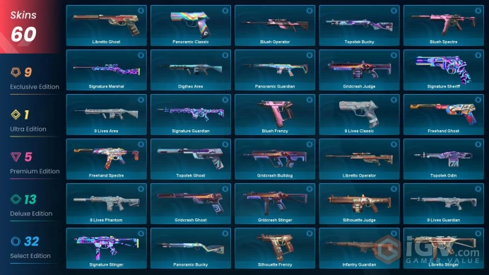 EU | 60  Skins | Level 64 | 6 Knives | Imperium Bundle| Onimaru Bundle | Champions 2023 Vandal | Full Access| 5 Battlepasses Purchase | Full Det