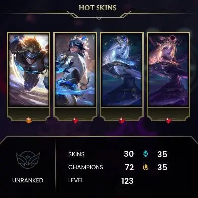 ️【LAN】⸱ 30 Skins ⸱ 72 Champs ⸱ Unranked (0% WR) ⸱  35 RP ⸱  35 BE ⸱  Level 