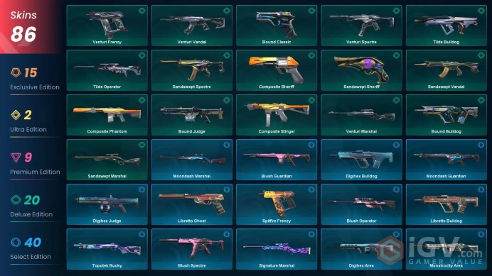 EU | 86 Skins | Level 116 | Luna's Descent | Radiant Entertainment System Ghost |Protocol 781-A Phantom | 5 Battlepasses |