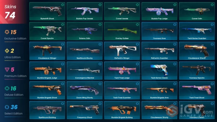 EU | 74 Skins | Gold | Level 92 | VP Value 48930 | Champions 2024 Bundle | Evori Dreamwings Ghost | Evori Dreamwings Spectre | 3 BPs Completed |