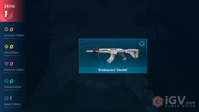NA | 1 skin | Gold 2 | Level 26 | VP Value: 875 | Endeavour Vandal | Agent 3 | Card 11 | Buddies 14 |