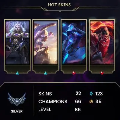 【TR】⸱  22 Skin⸱  63 Champ⸱  Unranked⸱  3813 BE⸱  Level 86⸱  Email Access⸱