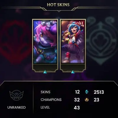 【TR】⸱  12 Skin⸱  32 Champ⸱  Unranked⸱  2025 Ready⸱  Email Access⸱  Honor 