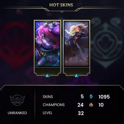 【TR】⸱  5 Skin⸱  24 Champ⸱  Unranked⸱  2025 Ready⸱  Honor 3⸱  1095 BE⸱  E