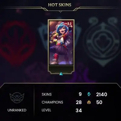 【TR】⸱  9 Skin⸱  28 Champ⸱  Unranked⸱  2025 Ready⸱  Email Access⸱  50 RP⸱ 