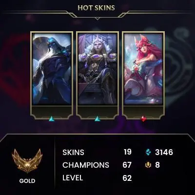 [EUW] - Gold I / 19 Skins / Changeable Mail | Instant Delivery | Lifetime Warranty | 100% Handmade & Secure | 24/7 Support