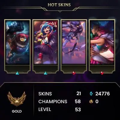 [EUW] - Gold IV / 21 Skin / Changeable Mail | Instant Delivery | Lifetime Warranty | 100% Handmade & Secure | 24/7 Support