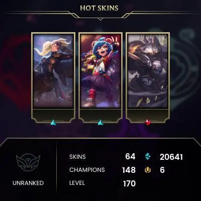 [EuW] - Unranked / 64 Skin / Ranked Game Direct / Changeable Mail | Instant Delivery | Lifetime Warranty | 100% Handmade&Secure | 24/7 Support