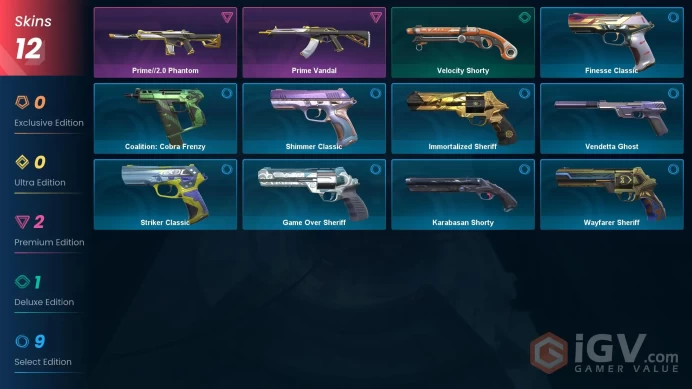 LATAM 11 skins | Prime Vandal | Velocity Shorty | Karabasan Shorty | Shimmer Classic | Finesse Classic | Striker Classic | V0039