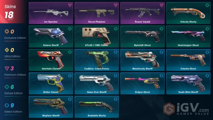 AP 18 skins | Ion Operator | Reaver Vandal | Recon Phantom | Velocity Shorty | ATLAS // CMD Classic | Byteshift Ghost | V0158