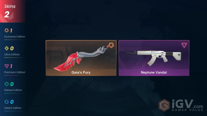 EU 2 skins 1 knifes | Gaia's Fury | Neptune Vandal | V0185