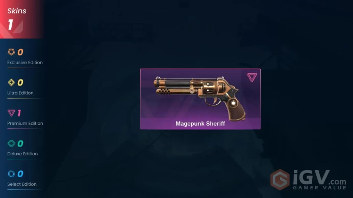 NA | 1 Skin | Silver 3 | Level 25 | Value VP 1775 | Magepunk Sheriff | Buddies 11 | Agent 3 | 
